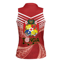 Tonga Darts Women Sleeveless Polo Shirt Tongan Ngatu Pattern