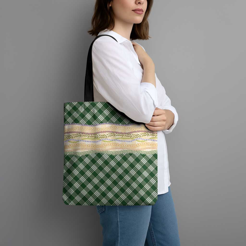 Hunter Green Palaka Hawaii Leis Elegant Vibes Tote Bag