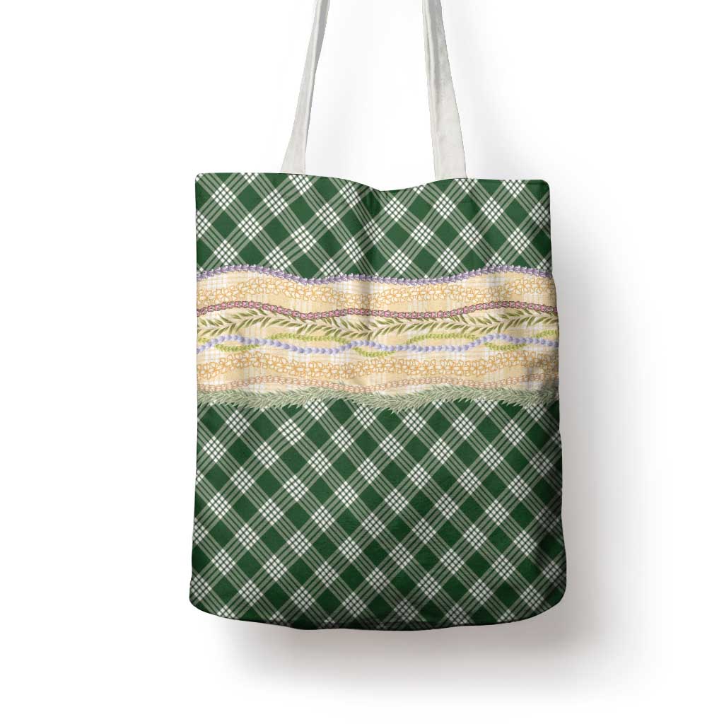 Hunter Green Palaka Hawaii Leis Elegant Vibes Tote Bag