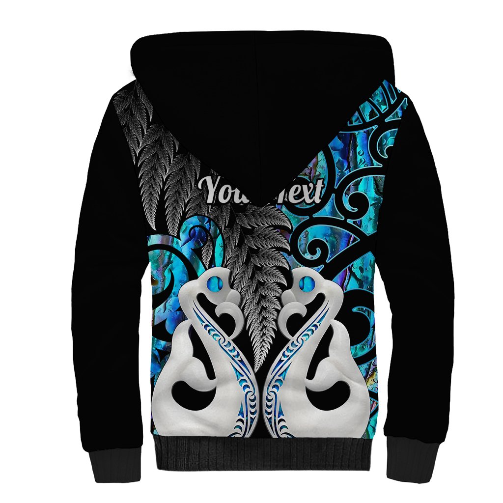 Personalised New Zealand Sherpa Hoodie Te Manaia Mangopare Maori And Fern Blue Style LT14 - Polynesian Pride