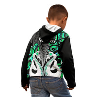 Personalised New Zealand Kid Hoodie Te Manaia Mangopare Maori And Fern Green Style LT14 - Polynesian Pride