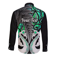 Personalised New Zealand Long Sleeve Button Shirt Te Manaia Mangopare Maori And Fern Green Style LT14 - Polynesian Pride