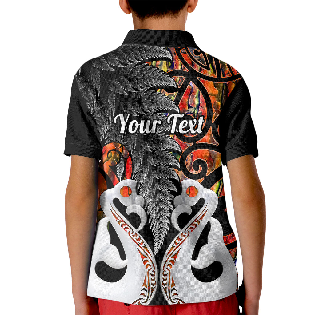 Personalised New Zealand Kid Polo Shirt Te Manaia Mangopare Maori And Fern Orange Style LT14 - Polynesian Pride