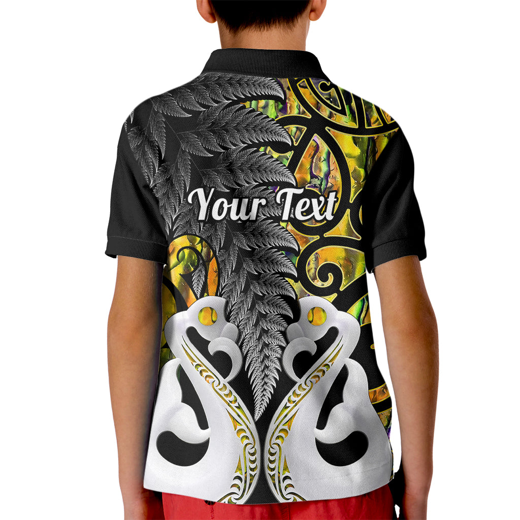 Personalised New Zealand Kid Polo Shirt Te Manaia Mangopare Maori And Fern Gold Style LT14 - Polynesian Pride