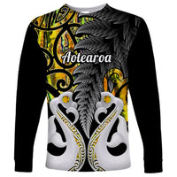 Personalised New Zealand Long Sleeve Shirt Te Manaia Mangopare Maori And Fern Gold Style LT14 Unisex Gold - Polynesian Pride