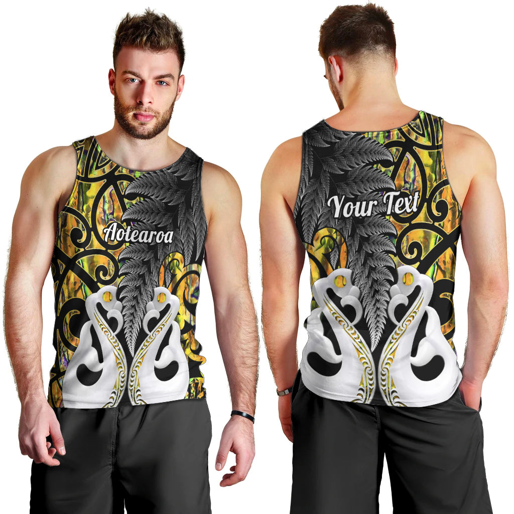 Personalised New Zealand Men Tank Top Te Manaia Mangopare Maori And Fern Gold Style LT14 - Polynesian Pride