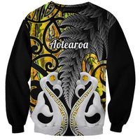 Personalised New Zealand Sweatshirt Te Manaia Mangopare Maori And Fern Gold Style LT14 Unisex Gold - Polynesian Pride