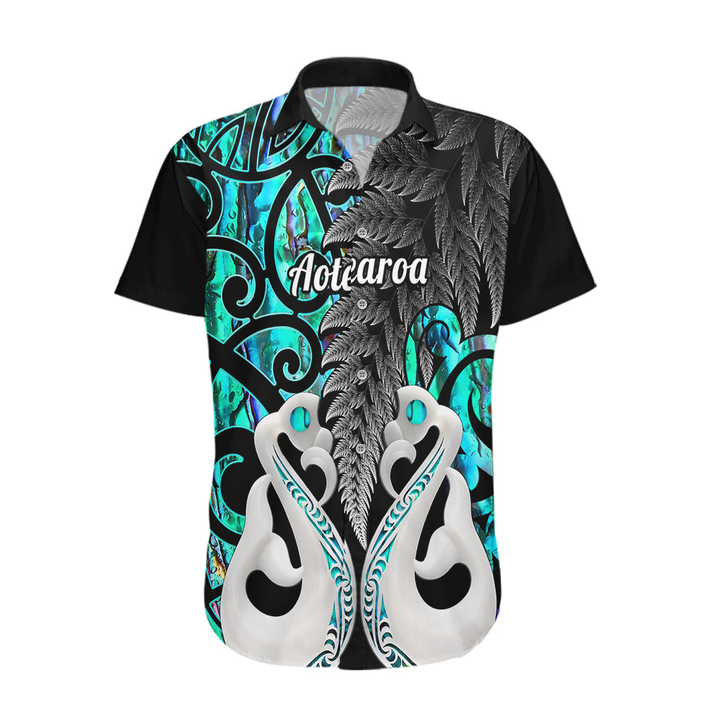 Personalised New Zealand Hawaiian Shirt Te Manaia Mangopare Maori And Fern Turquoise Style LT14 Turquoise - Polynesian Pride