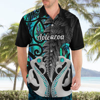 Personalised New Zealand Hawaiian Shirt Te Manaia Mangopare Maori And Fern Turquoise Style LT14 - Polynesian Pride