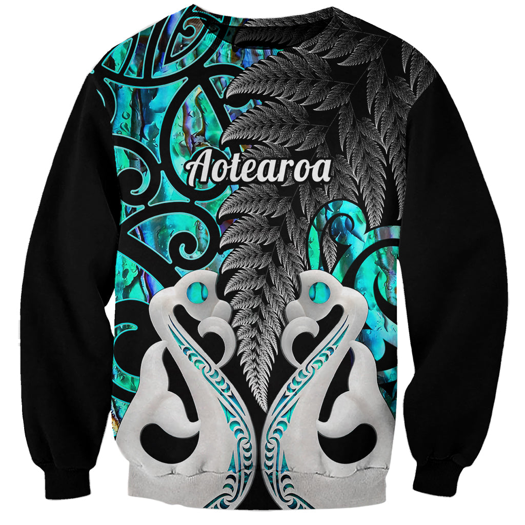 Personalised New Zealand Sweatshirt Te Manaia Mangopare Maori And Fern Turquoise Style LT14 Unisex Turquoise - Polynesian Pride