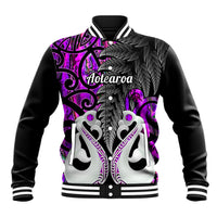 Personalised New Zealand Baseball Jacket Te Manaia Mangopare Maori And Fern Purple Style LT14 Unisex Purple - Polynesian Pride