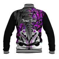 Personalised New Zealand Baseball Jacket Te Manaia Mangopare Maori And Fern Purple Style LT14 - Polynesian Pride
