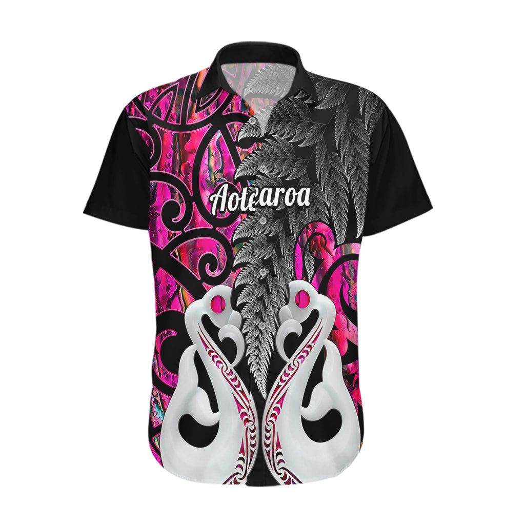 Personalised New Zealand Hawaiian Shirt Te Manaia Mangopare Maori And Fern Pink Style LT14 Pink - Polynesian Pride