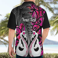Personalised New Zealand Hawaiian Shirt Te Manaia Mangopare Maori And Fern Pink Style LT14 - Polynesian Pride