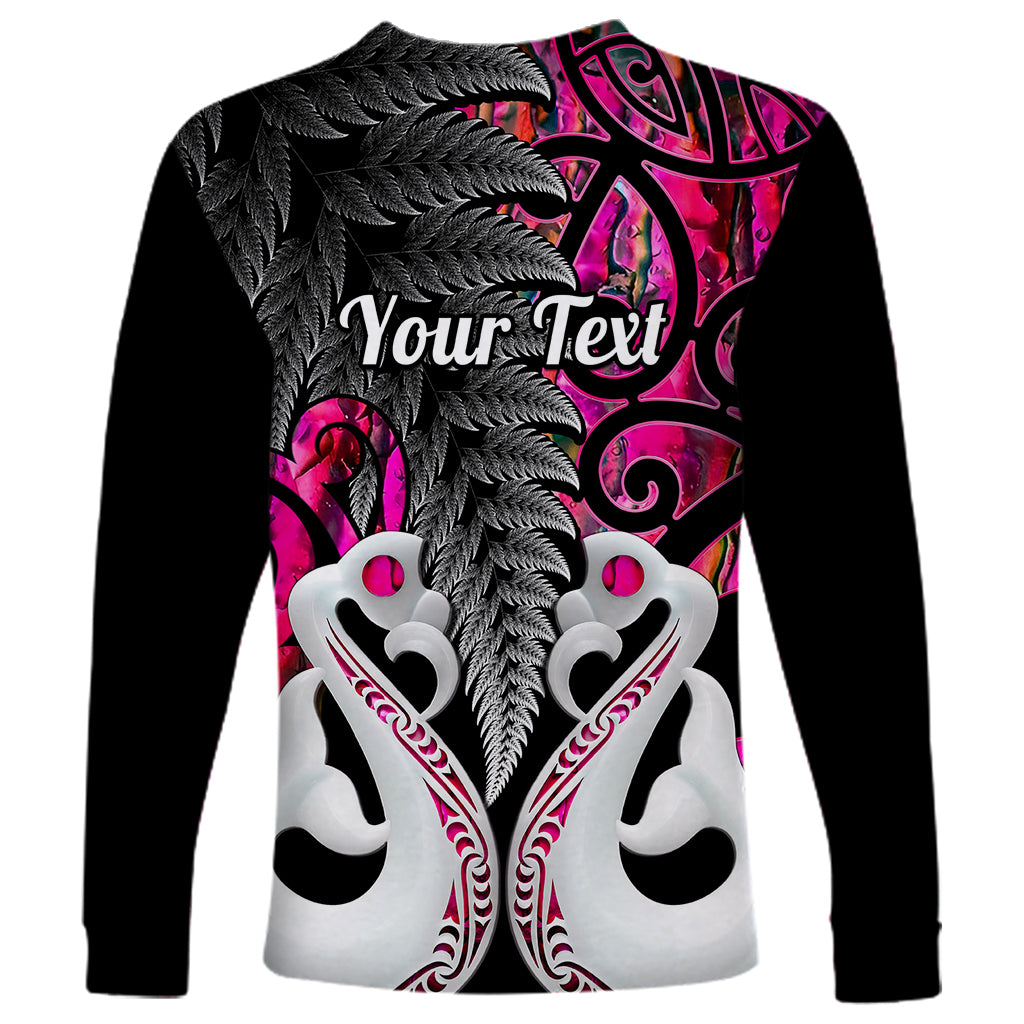 Personalised New Zealand Long Sleeve Shirt Te Manaia Mangopare Maori And Fern Pink Style LT14 - Polynesian Pride