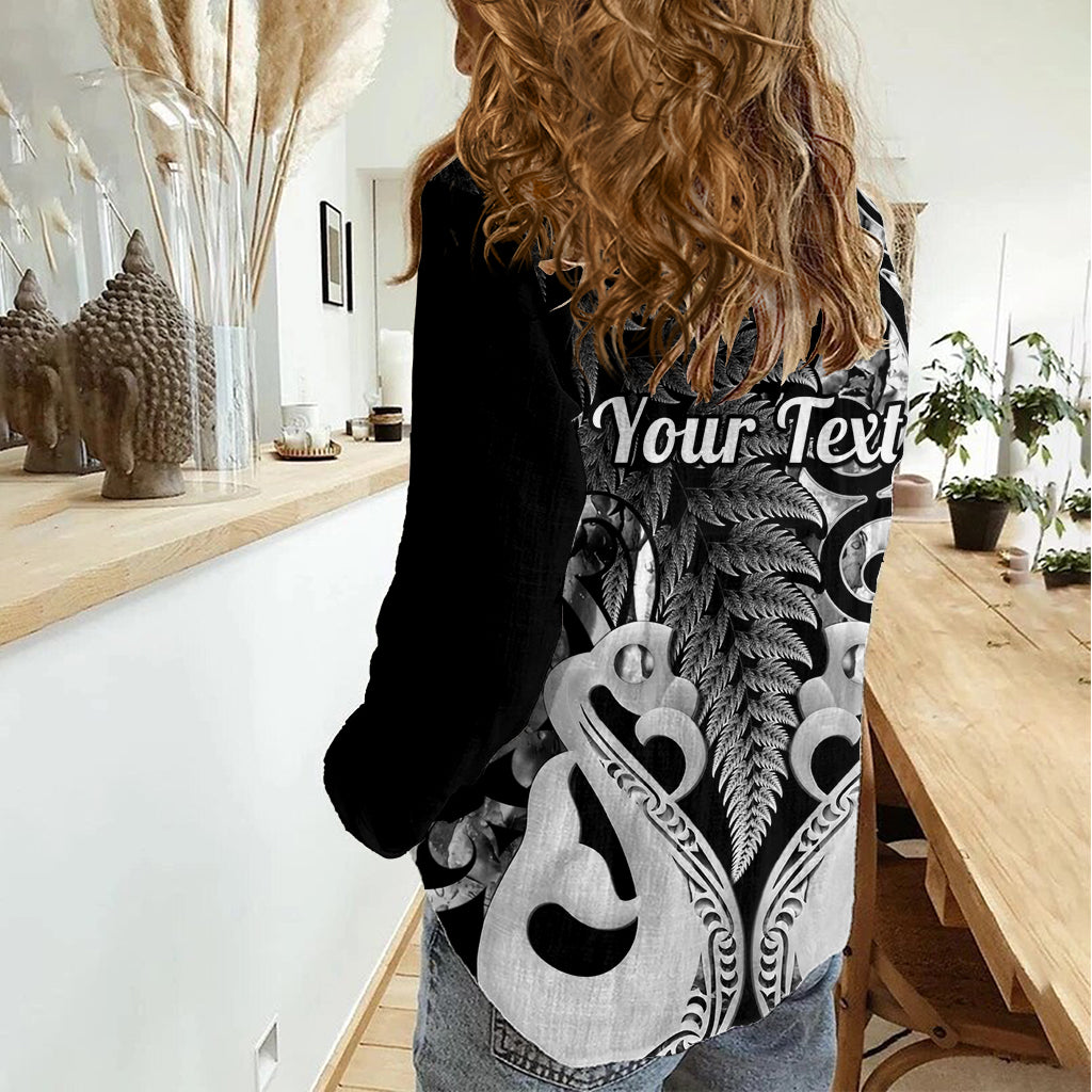 Personalised New Zealand Women Casual Shirt Te Manaia Mangopare Maori And Fern Black Style LT14 - Polynesian Pride