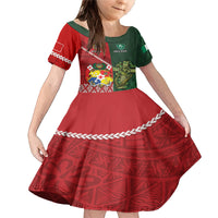 Custom Tonga And Ireland Rugby Family Matching Mermaid Dress and Hawaiian Shirt Ikale Tahi With Shamrocks LT14 Daughter's Dress Red - Polynesian Pride