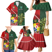 Custom Tonga And Ireland Rugby Family Matching Mermaid Dress and Hawaiian Shirt Ikale Tahi With Shamrocks LT14 - Polynesian Pride