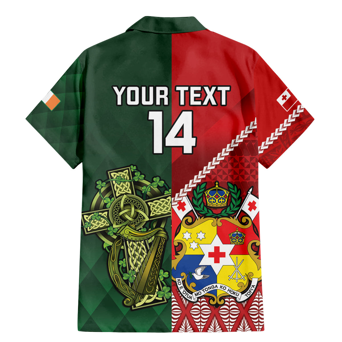 Custom Tonga And Ireland Rugby Family Matching Mermaid Dress and Hawaiian Shirt Ikale Tahi With Shamrocks LT14 - Polynesian Pride