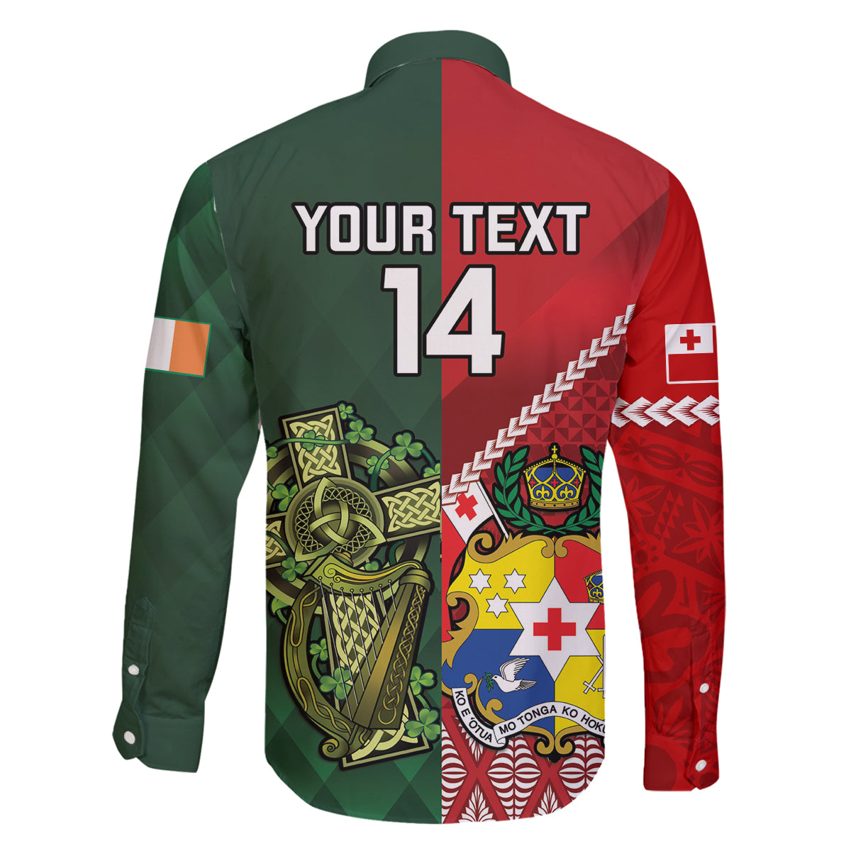 Custom Tonga And Ireland Rugby Family Matching Mermaid Dress and Hawaiian Shirt Ikale Tahi With Shamrocks LT14 - Polynesian Pride