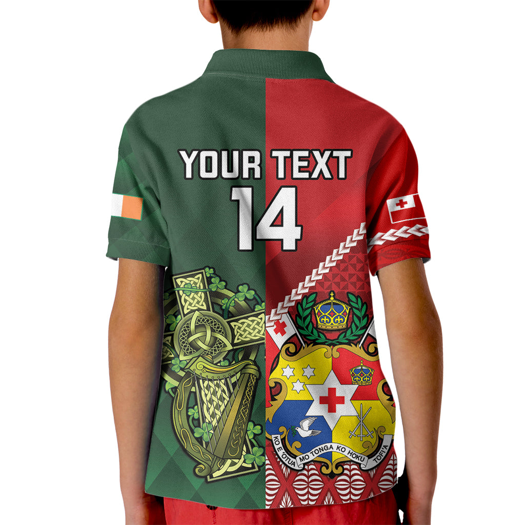 Custom Samoa And Ireland Rugby Kid Polo Shirt Ikale Tahi With Shamrocks