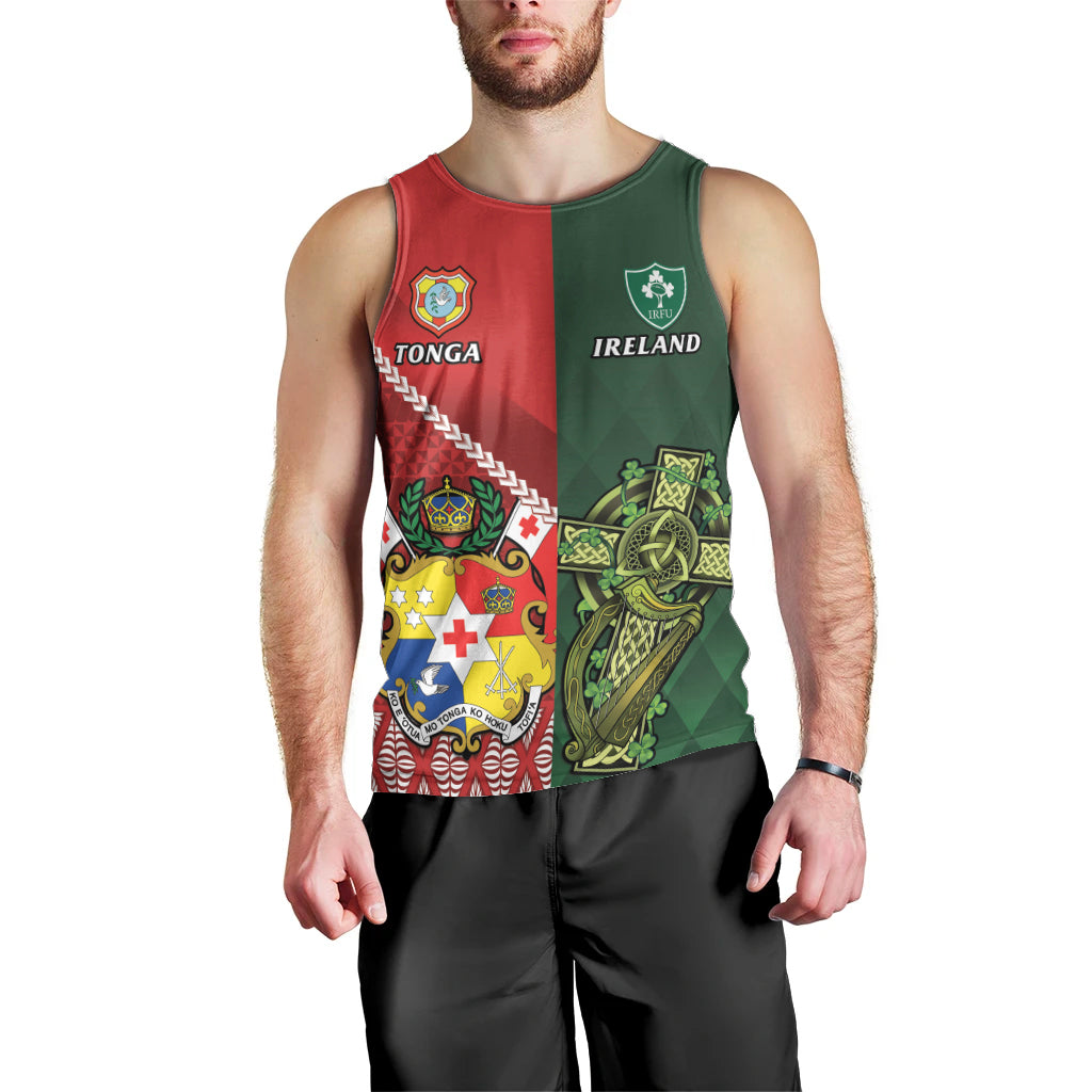 Custom Samoa And Ireland Rugby Men Tank Top Ikale Tahi With Shamrocks
