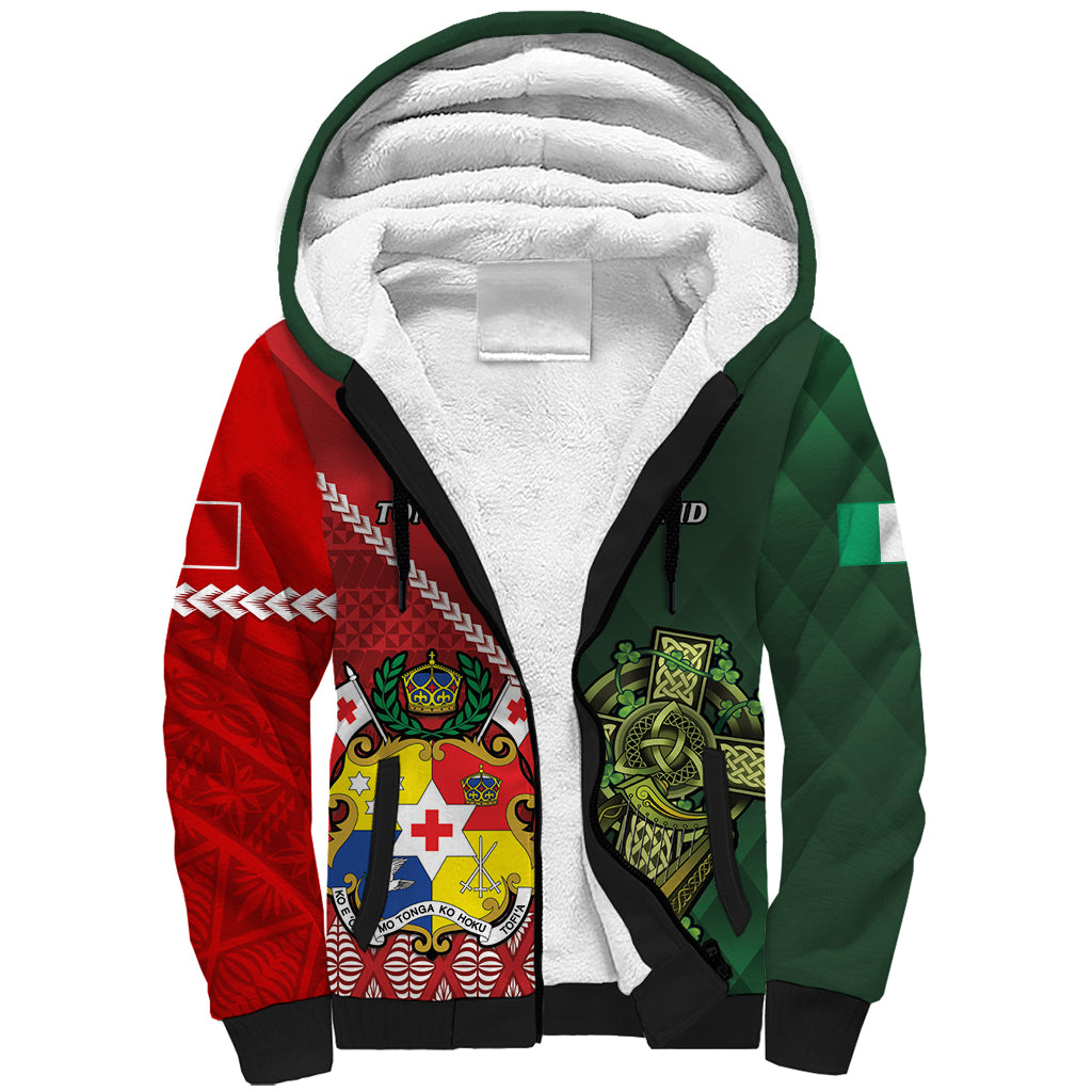 Custom Samoa And Ireland Rugby Sherpa Hoodie Ikale Tahi With Shamrocks