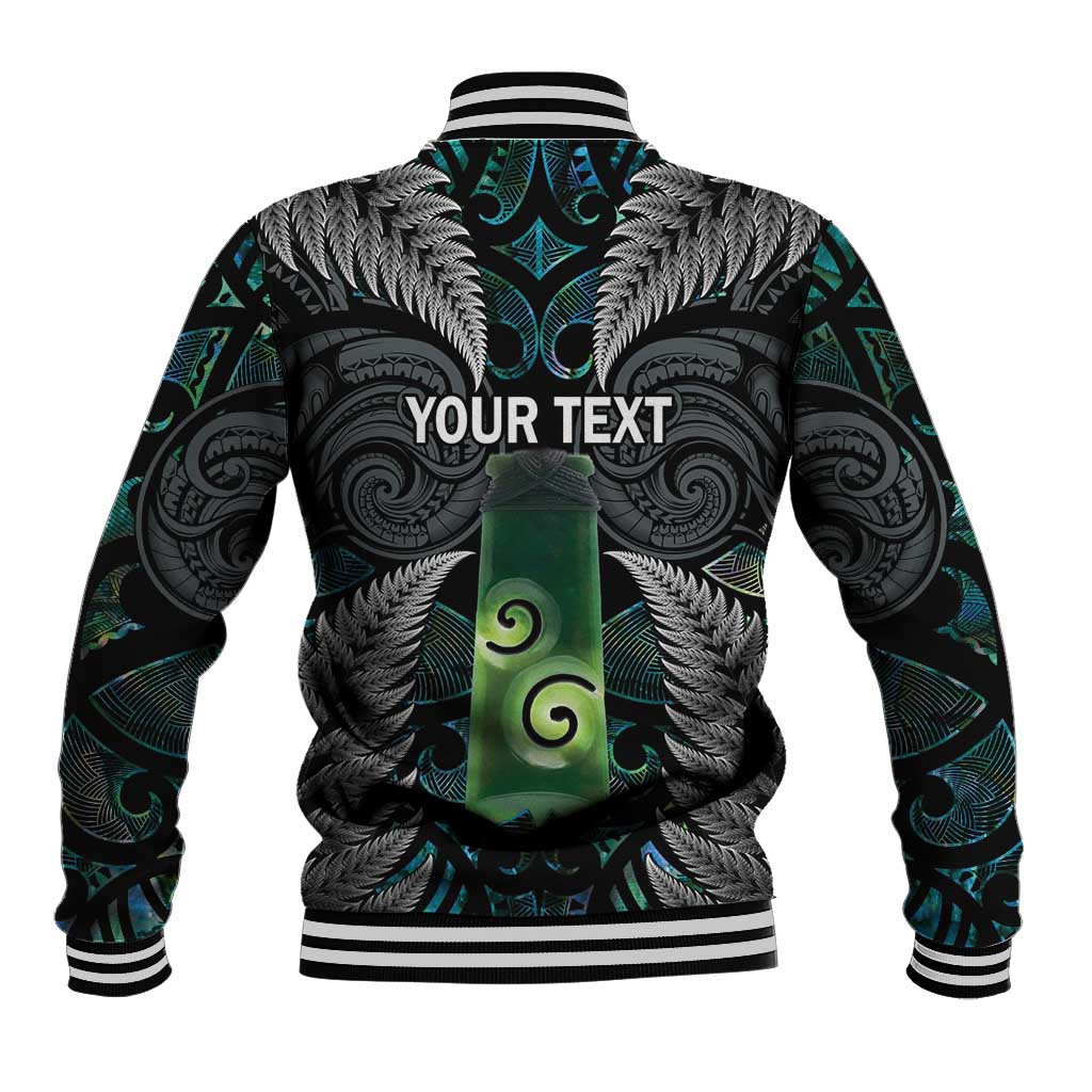 Personalised New Zealand Toki Baseball Jacket Silver Fern Mix Aotearoa Maori Pattern