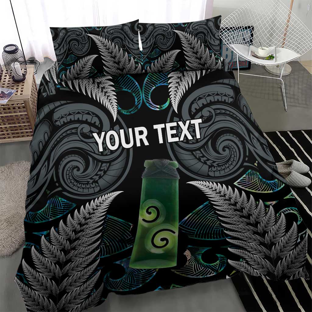 Personalised New Zealand Toki Bedding Set Silver Fern Mix Aotearoa Maori Pattern