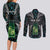 Personalised New Zealand Toki Couples Matching Long Sleeve Bodycon Dress and Long Sleeve Button Shirt Silver Fern Mix Aotearoa Maori Pattern
