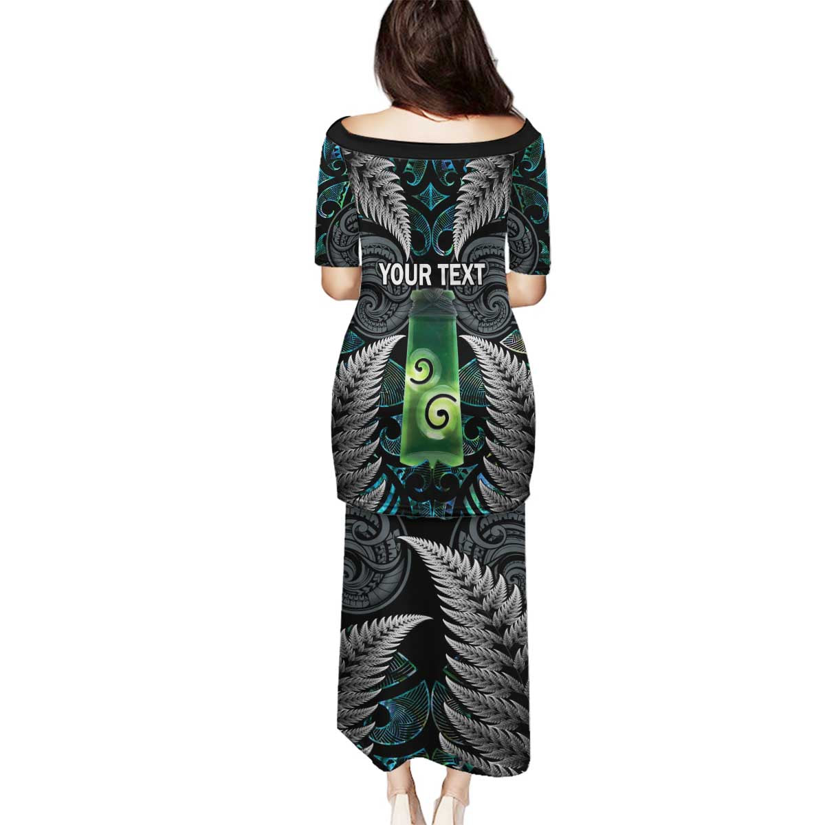 Personalised New Zealand Toki Family Matching Puletasi and Hawaiian Shirt Silver Fern Mix Aotearoa Maori Pattern LT14 - Polynesian Pride