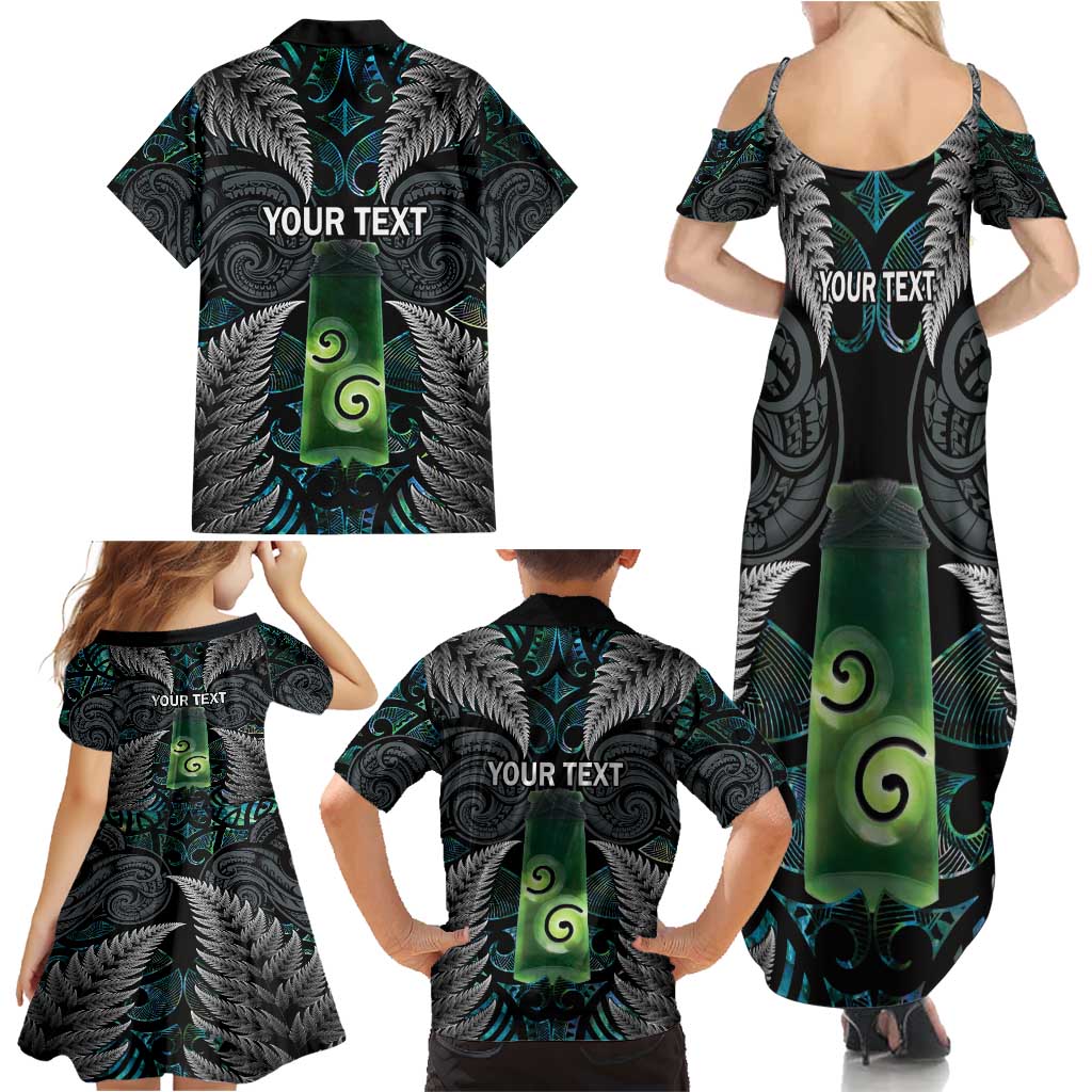 Personalised New Zealand Toki Family Matching Summer Maxi Dress and Hawaiian Shirt Silver Fern Mix Aotearoa Maori Pattern LT14 - Polynesian Pride