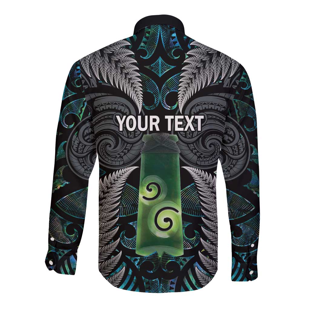 Personalised New Zealand Toki Long Sleeve Button Shirt Silver Fern Mix Aotearoa Maori Pattern