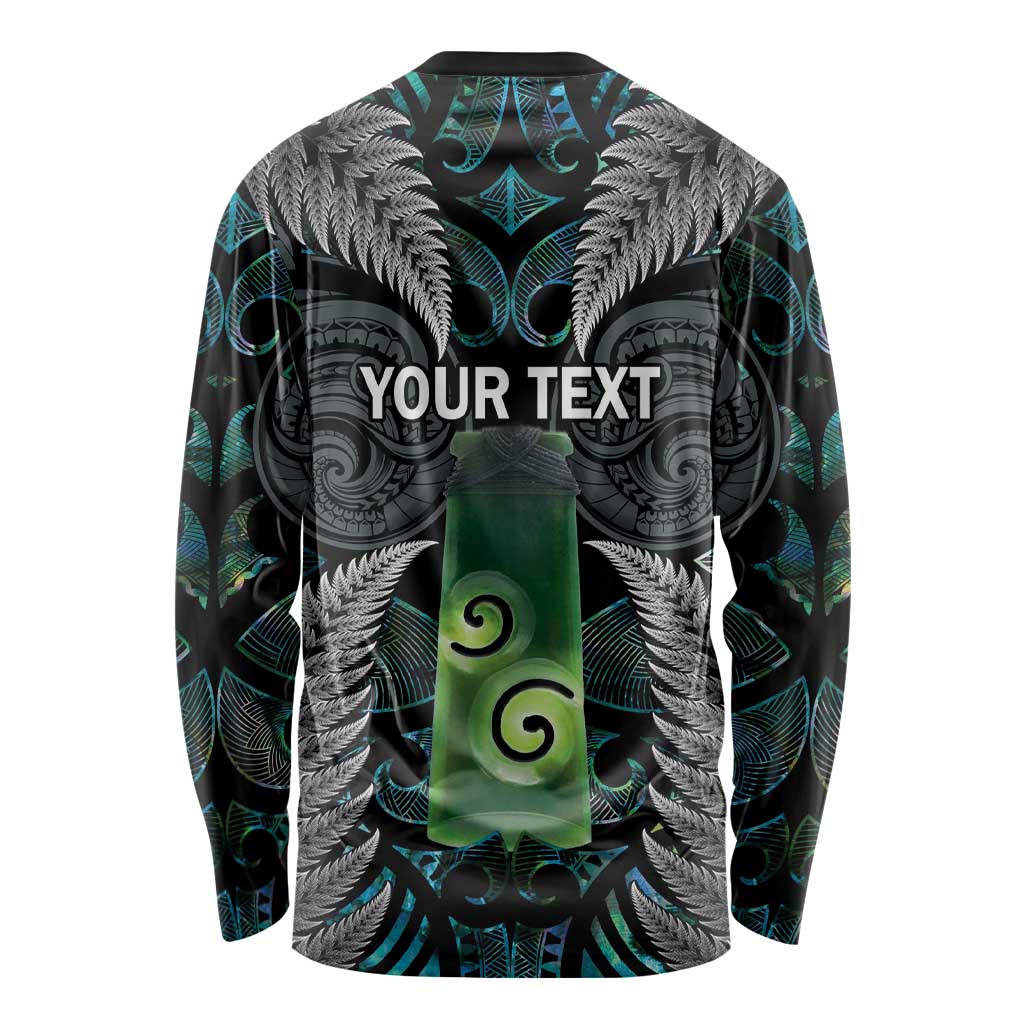 Personalised New Zealand Toki Long Sleeve Shirt Silver Fern Mix Aotearoa Maori Pattern