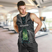 Personalised New Zealand Toki Men Tank Top Silver Fern Mix Aotearoa Maori Pattern
