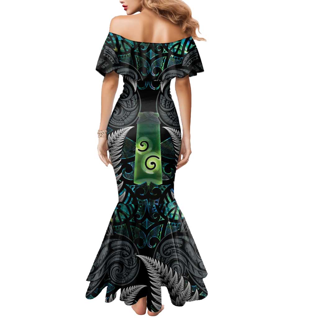 Personalised New Zealand Toki Mermaid Dress Silver Fern Mix Aotearoa Maori Pattern LT14 - Polynesian Pride