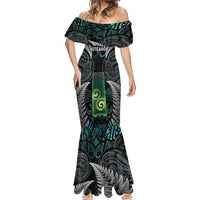 Personalised New Zealand Toki Mermaid Dress Silver Fern Mix Aotearoa Maori Pattern LT14 - Polynesian Pride