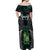 Personalised New Zealand Toki Off Shoulder Maxi Dress Silver Fern Mix Aotearoa Maori Pattern