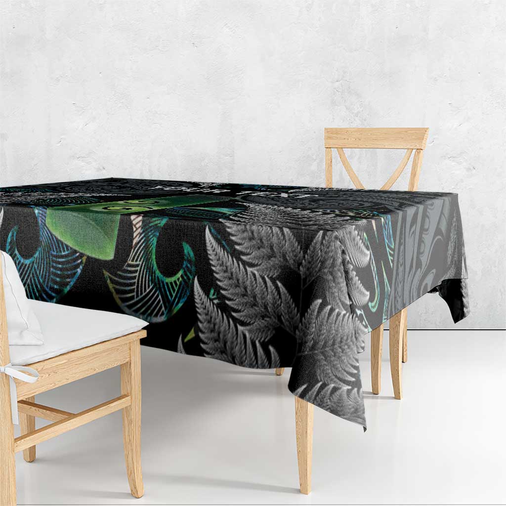 Personalised New Zealand Toki Tablecloth Silver Fern Mix Aotearoa Maori Pattern