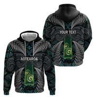 Personalised New Zealand Toki Zip Hoodie Silver Fern Mix Aotearoa Maori Pattern LT14 - Polynesian Pride