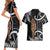 New Zealand Maripi Couples Matching Short Sleeve Bodycon Dress and Hawaiian Shirt Silver Fern Mix Aotearoa Maori Pattern