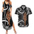 New Zealand Maripi Couples Matching Summer Maxi Dress and Hawaiian Shirt Silver Fern Mix Aotearoa Maori Pattern