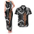 New Zealand Maripi Couples Matching Tank Maxi Dress and Hawaiian Shirt Silver Fern Mix Aotearoa Maori Pattern
