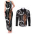New Zealand Maripi Couples Matching Tank Maxi Dress and Long Sleeve Button Shirt Silver Fern Mix Aotearoa Maori Pattern