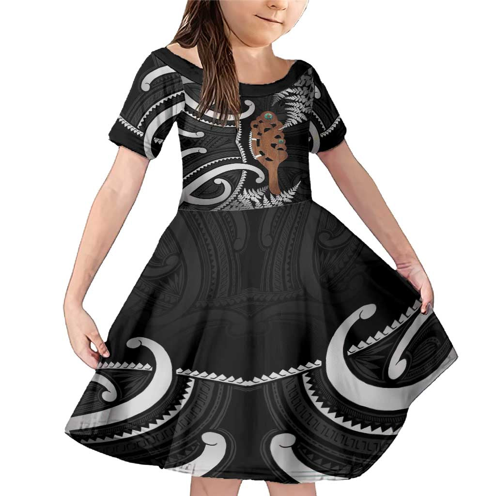New Zealand Maripi Family Matching Mermaid Dress and Hawaiian Shirt Silver Fern Mix Aotearoa Maori Pattern