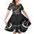 New Zealand Maripi Family Matching Off Shoulder Short Dress and Hawaiian Shirt Silver Fern Mix Aotearoa Maori Pattern
