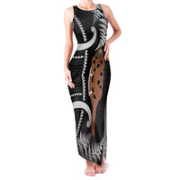 New Zealand Maripi Family Matching Tank Maxi Dress and Hawaiian Shirt Silver Fern Mix Aotearoa Maori Pattern