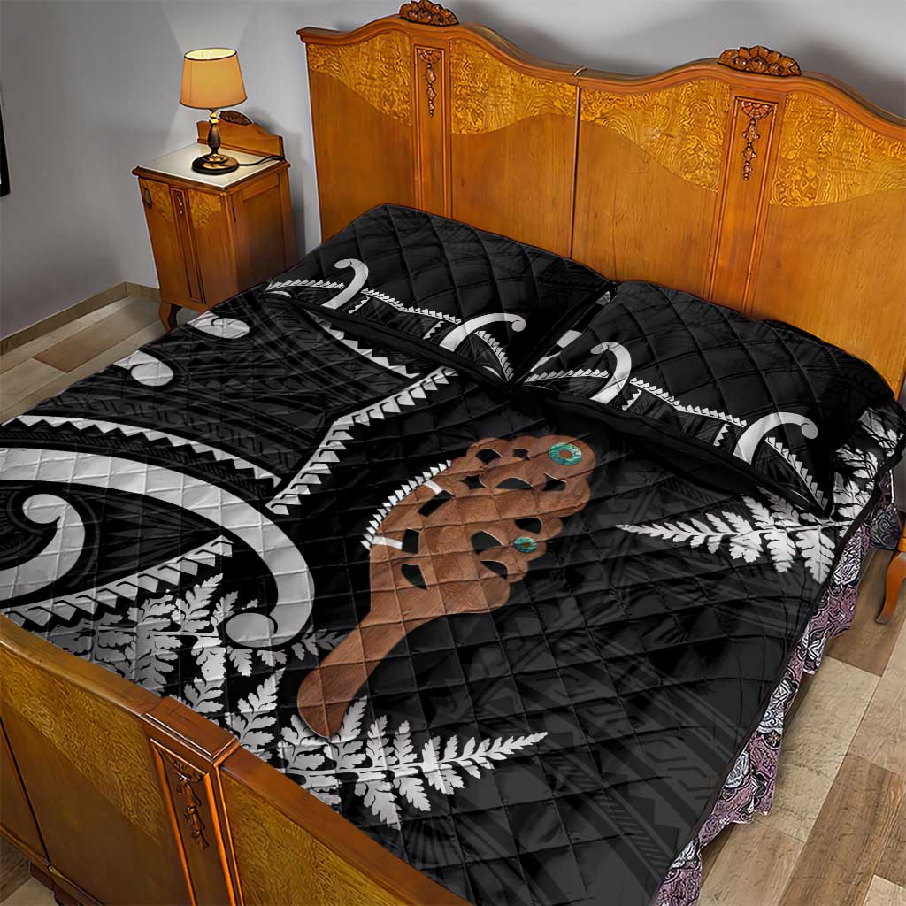 New Zealand Maripi Quilt Bed Set Silver Fern Mix Aotearoa Maori Pattern