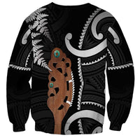 New Zealand Maripi Sweatshirt Silver Fern Mix Aotearoa Maori Pattern