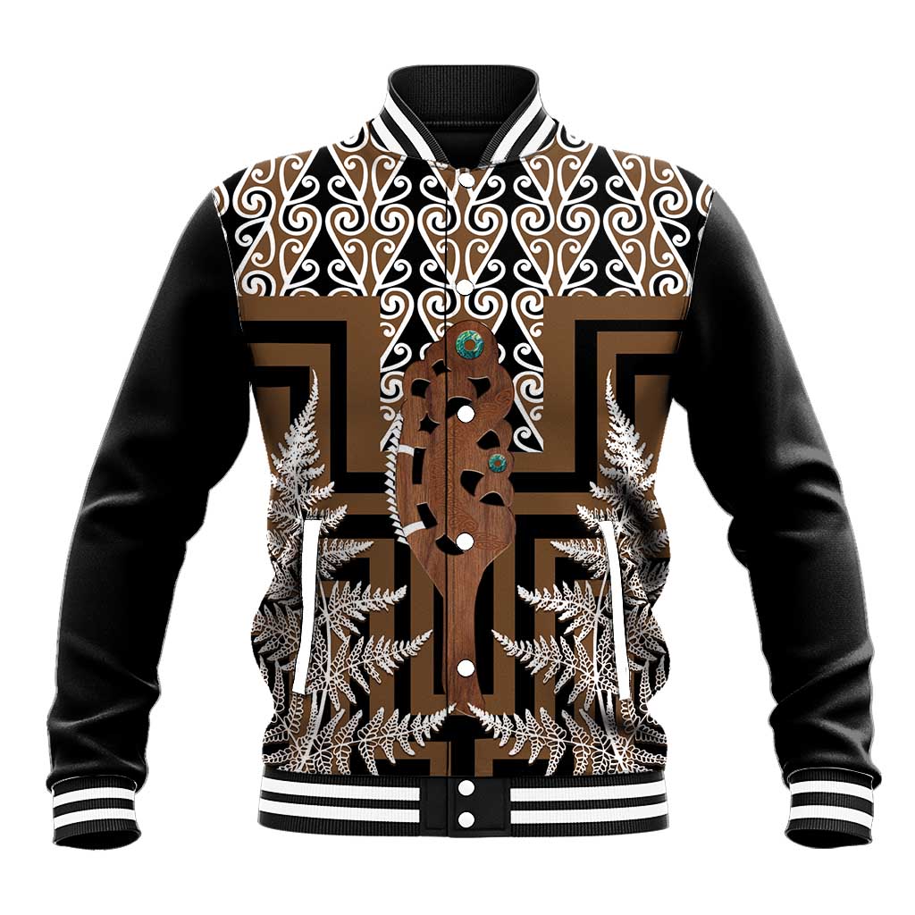 New Zealand Baseball Jacket Maori Maripi Knife With Poutama Art